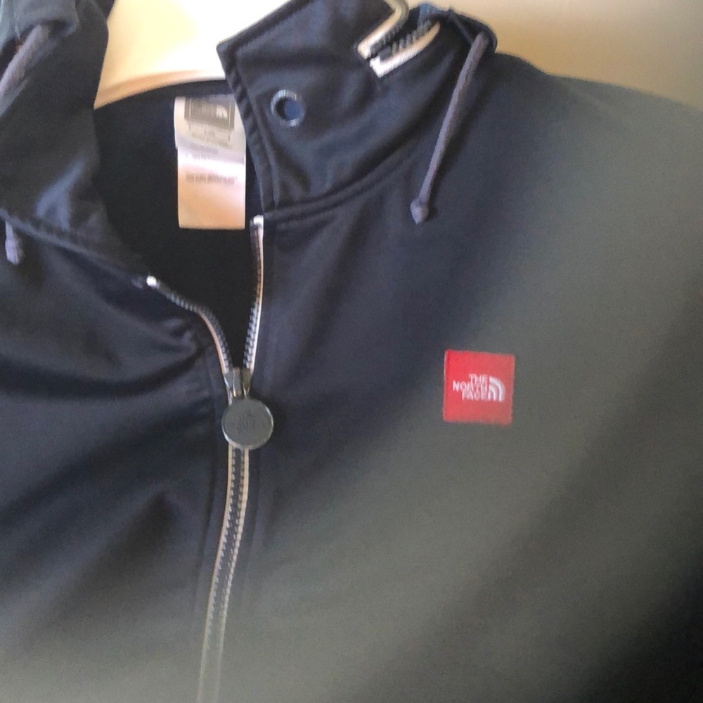 North face navy blue hooded jacket size large